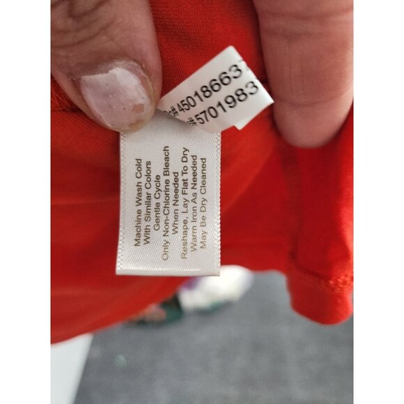 Boston Proper Tunic Top Womens Medium Red Cold Shoulder Bell Sleeve BOHO Holiday - Picture 6 of 11